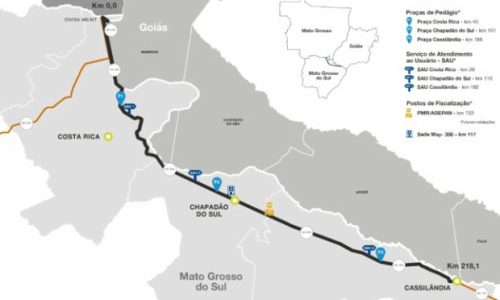 Mapa da rodovia MS-306