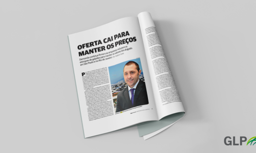 Imagem de uma revista com a matéria "Oferta cai para manter os preços"