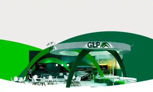 Imagem do mockup do estande da GLP Brasil na Intermodal 2023